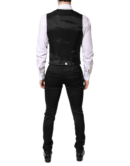 Black Single Breasted Formal Blazer with Vest