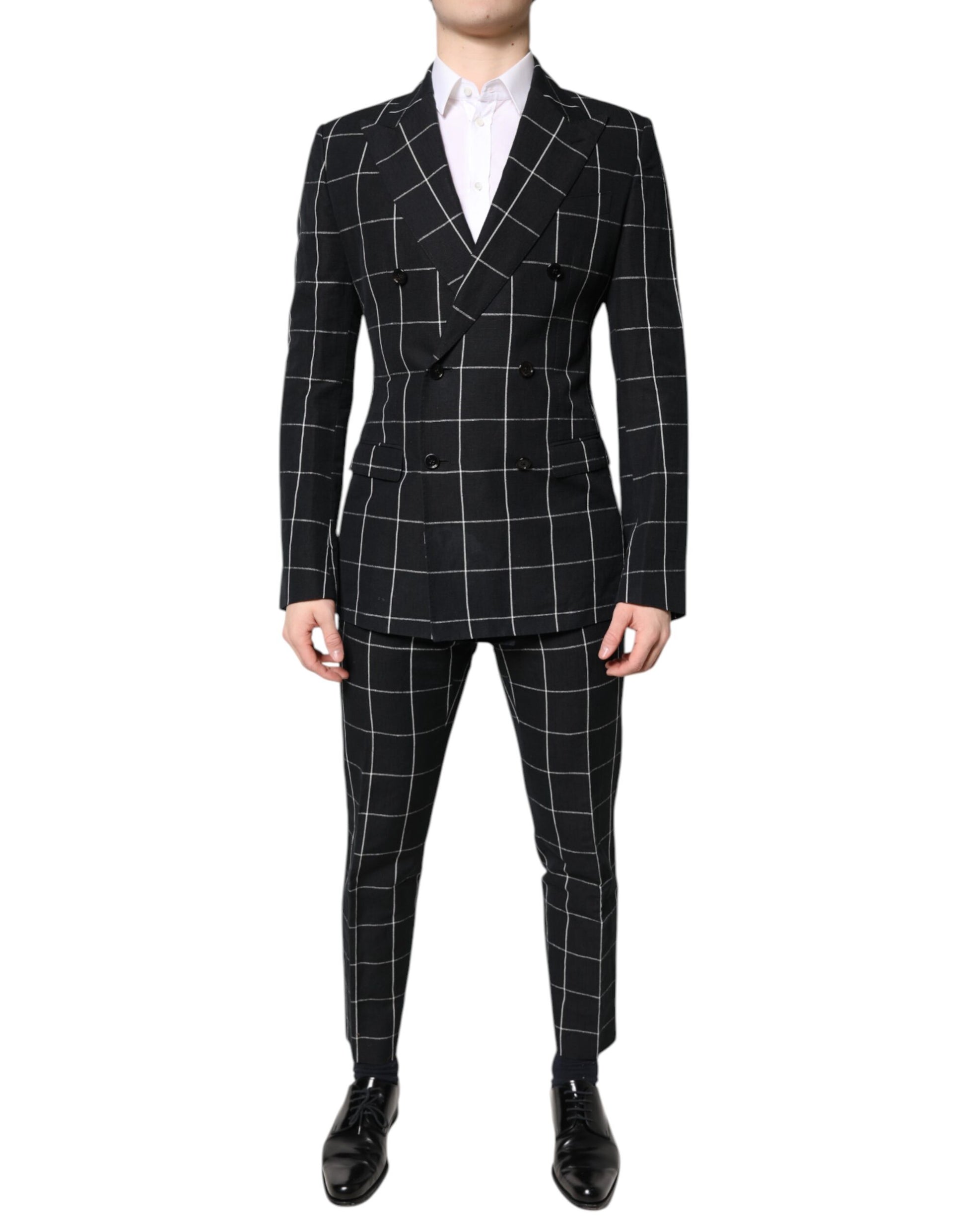 Black TAORMINA Double Breasted 2 Piece Suit
