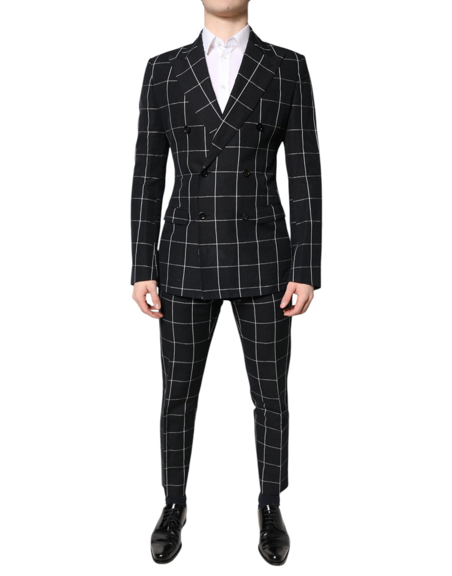 Black TAORMINA Double Breasted 2 Piece Suit