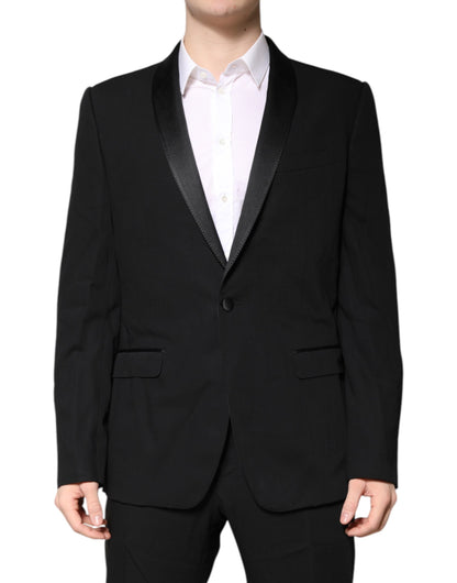 Black Wool Single Breasted 2 Piece Suit