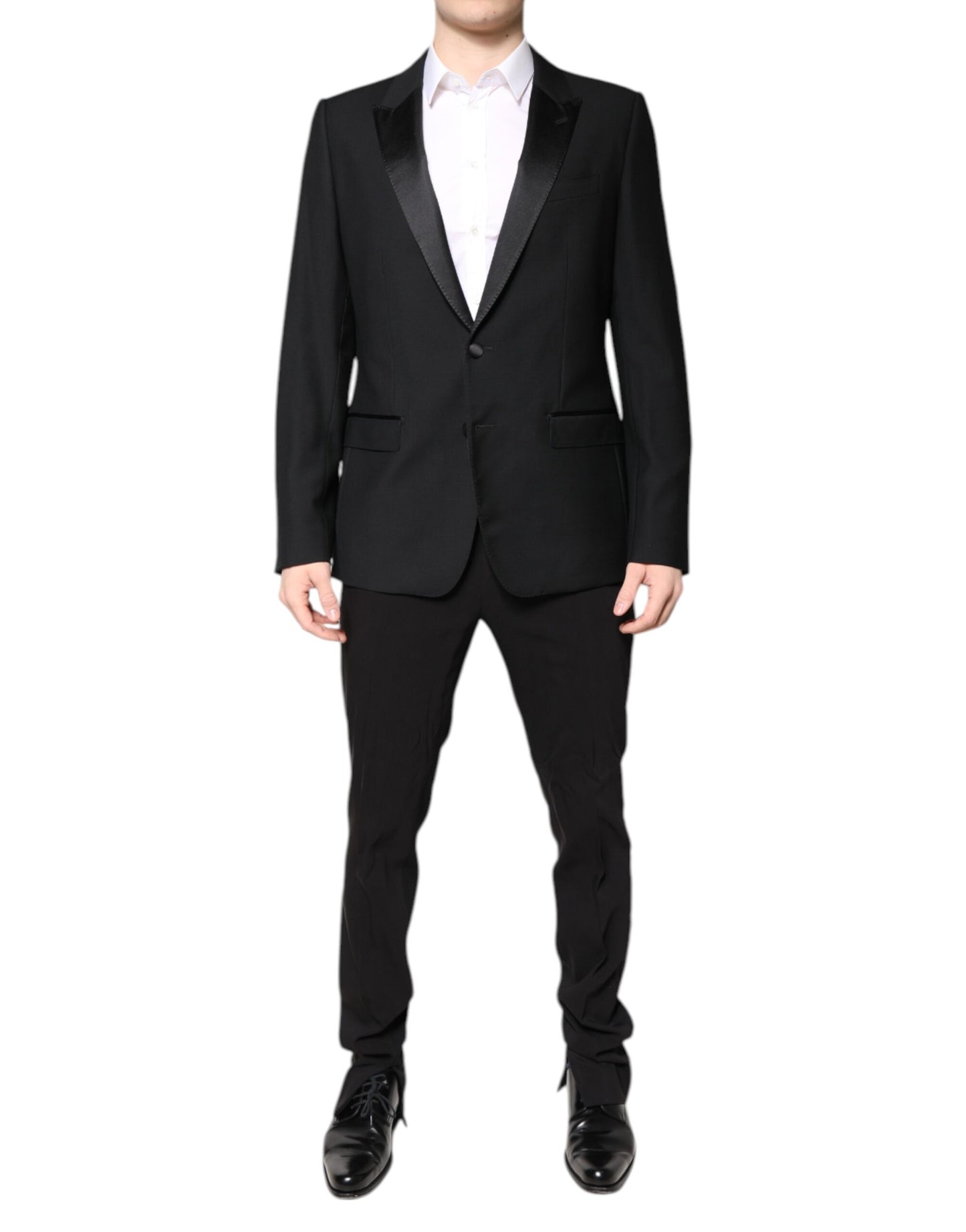 Black Wool Single Breasted 2 Piece Suit