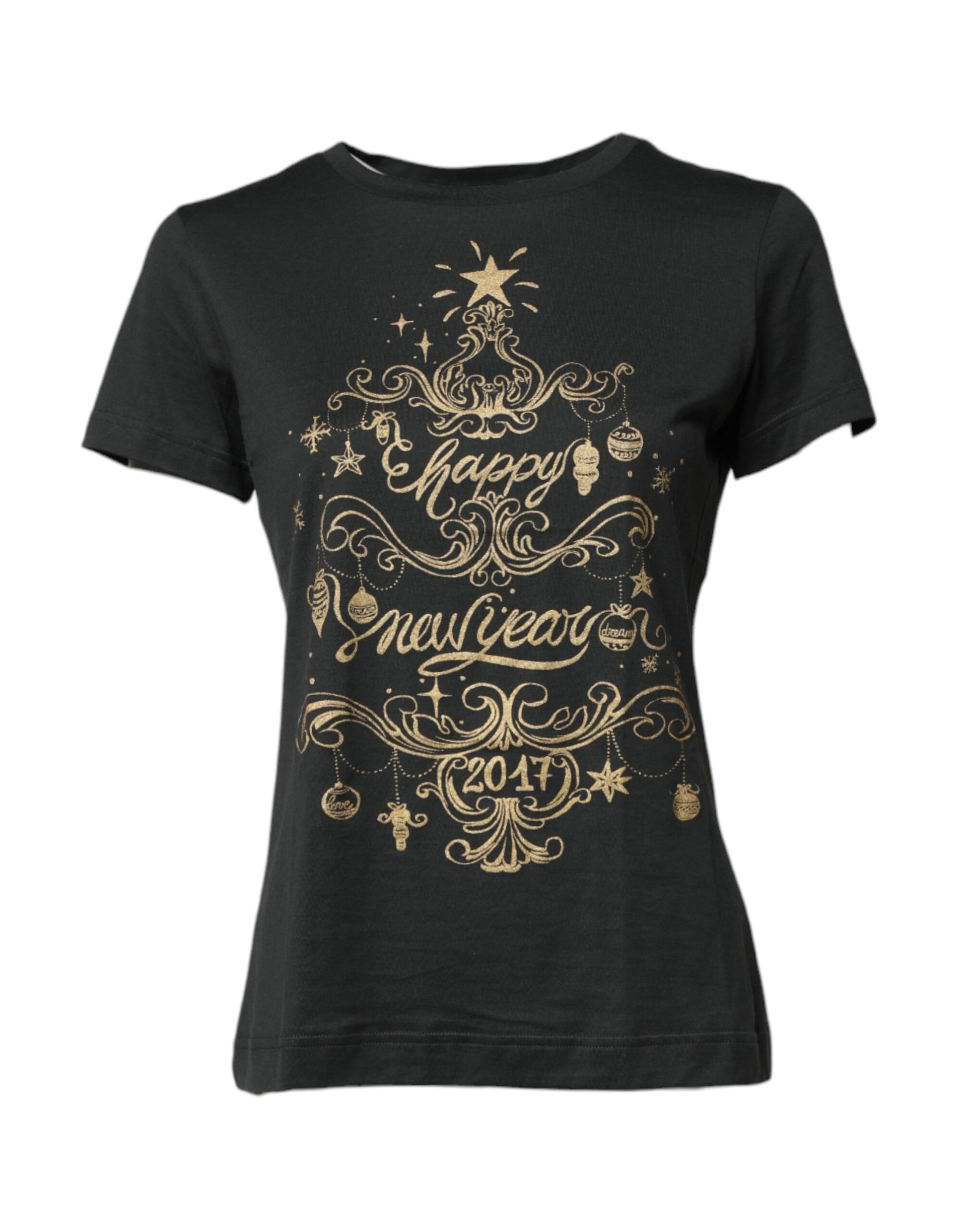 Black Cotton Round Neck Short Sleeve T-shirt