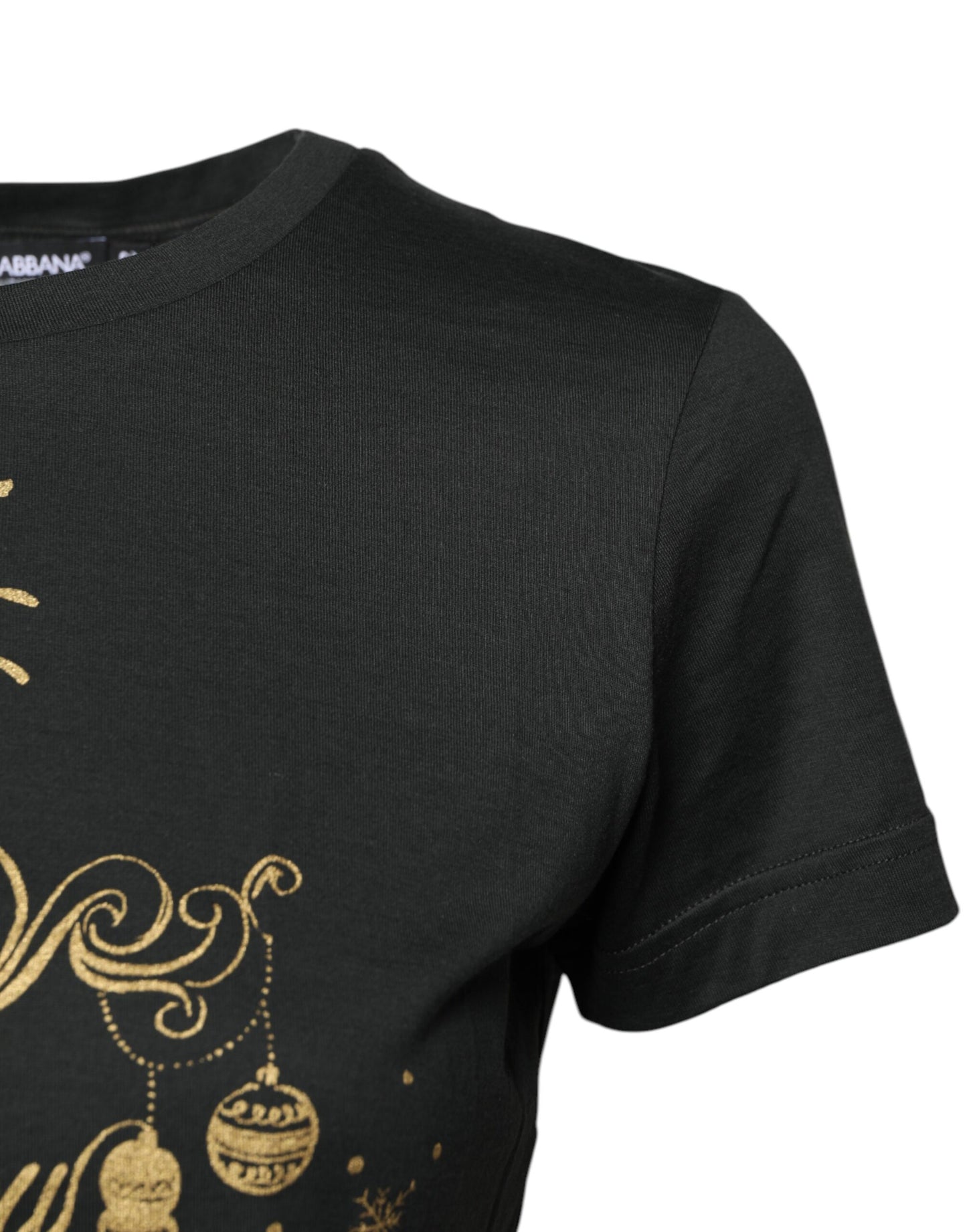 Black Cotton Round Neck Short Sleeve T-shirt