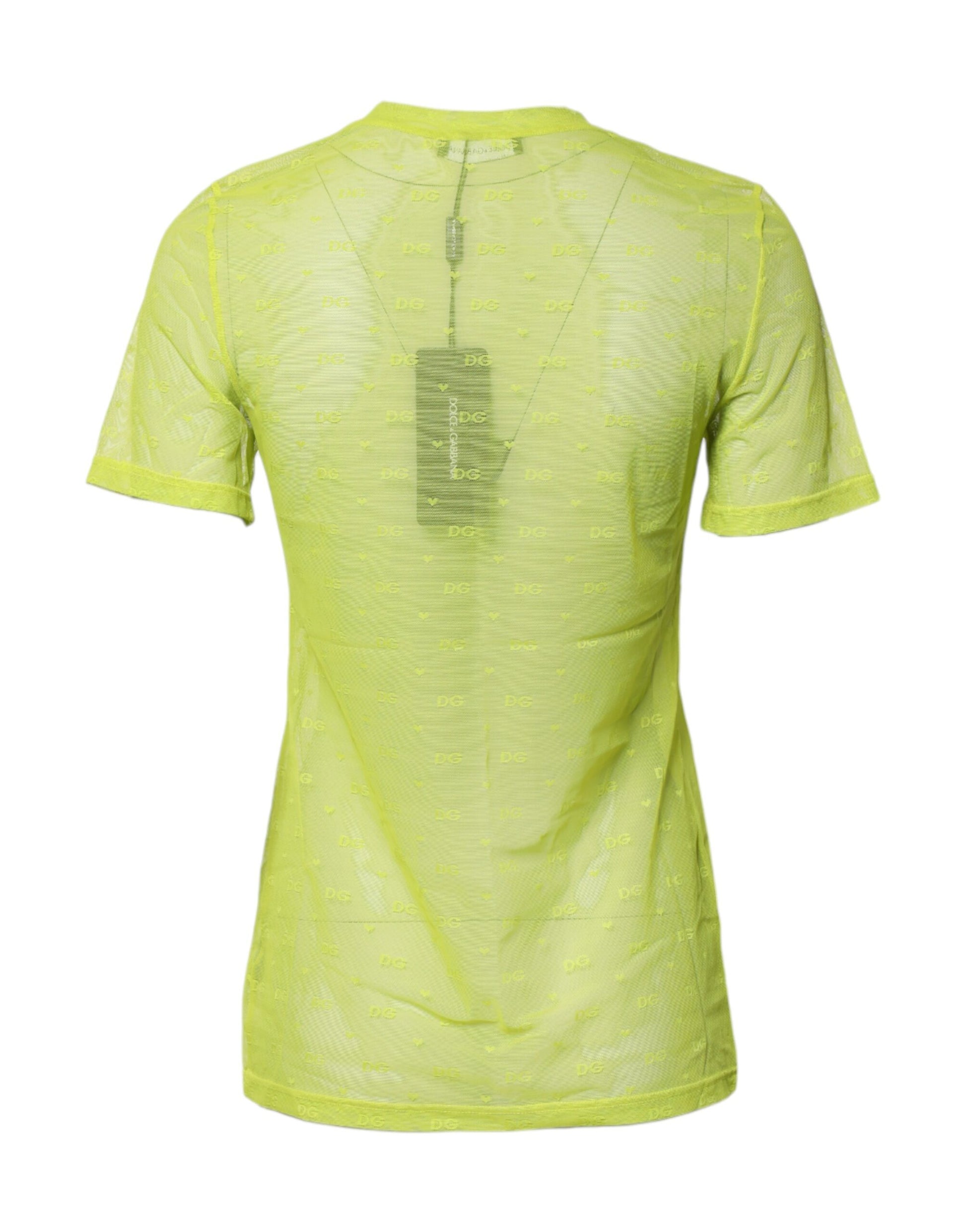 Green Nylon See Through Women Short Sleeves Top