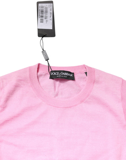 Pink Cashmere Round Neck Sleeveless Tank Top