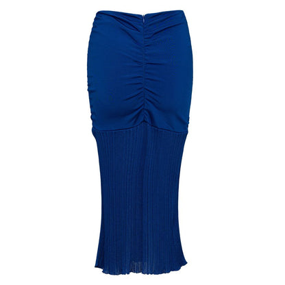 Blue Viscose Midi Skirt
