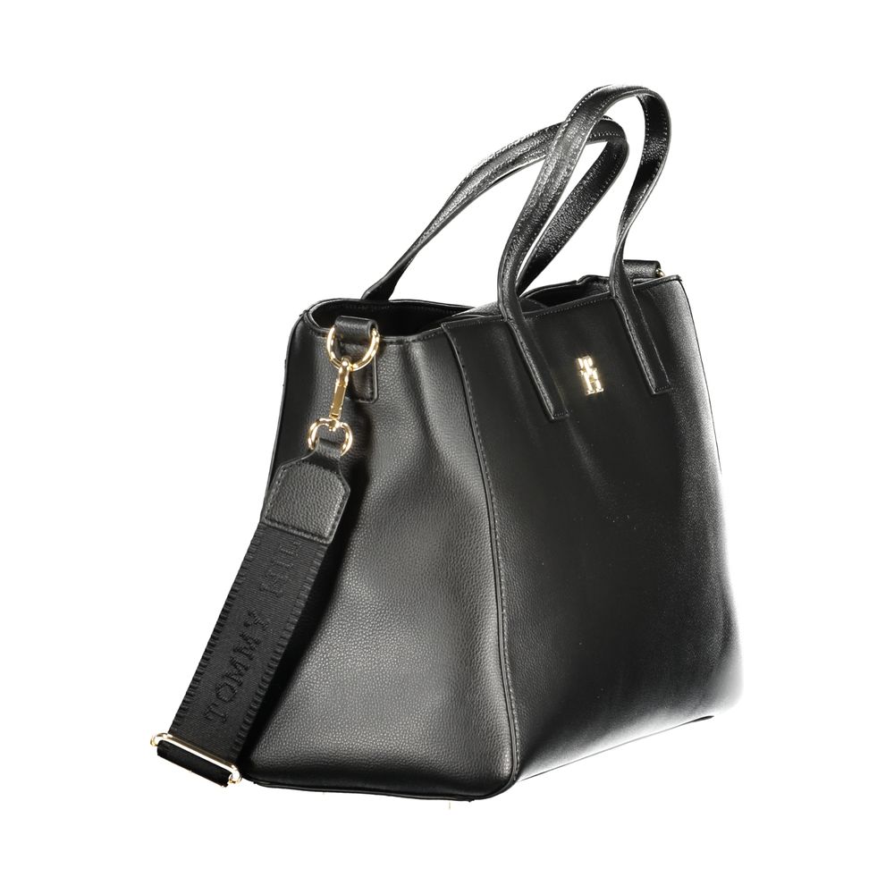 Black Polyester Women Handbag