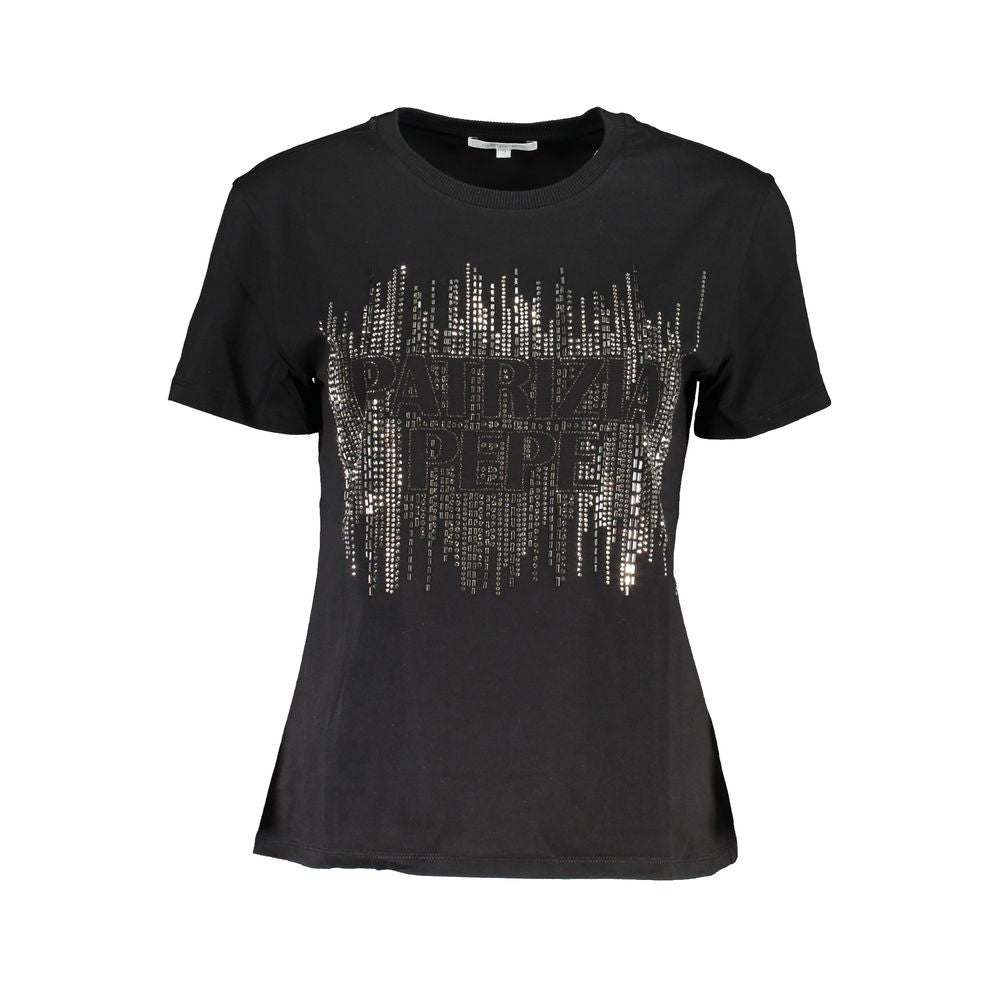 Black Cotton Women T-Shirt