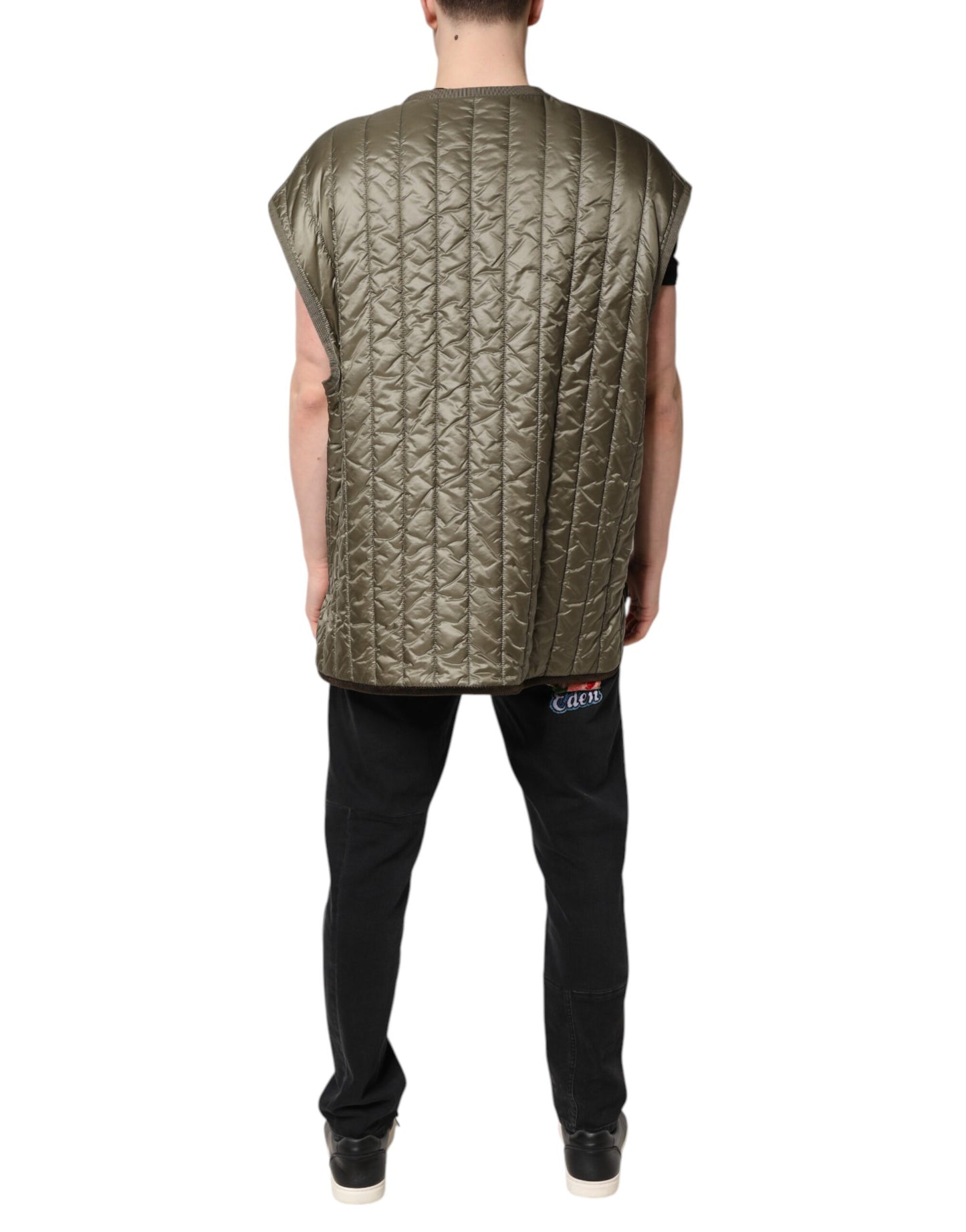 Brown Logo Plaque Quilted Vest Jacket