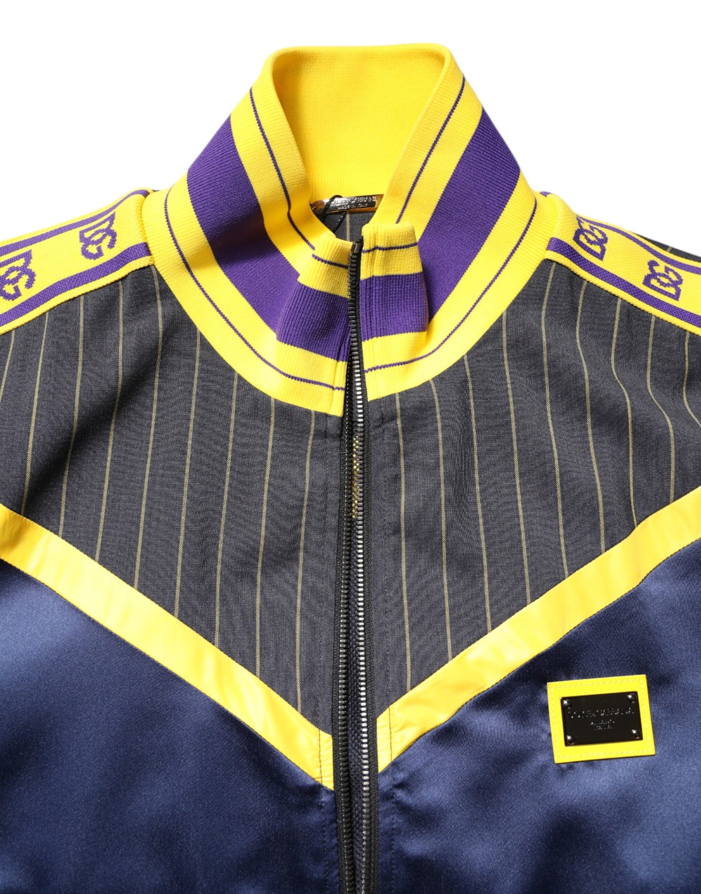 Black Striped Logo Full Zip Bomber Jacket