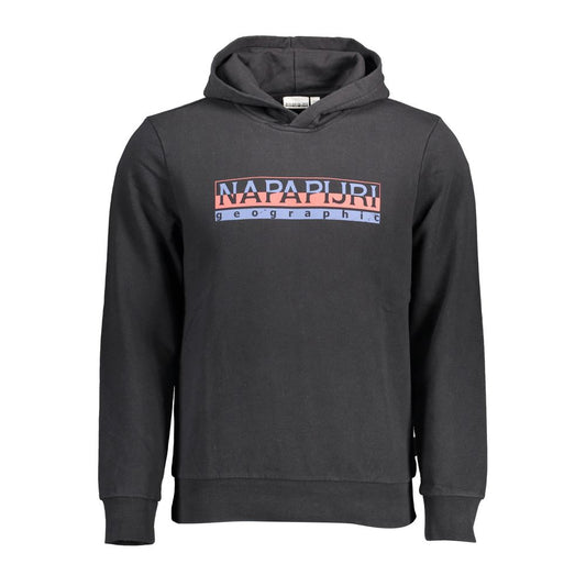 Black Cotton Men Hoodie