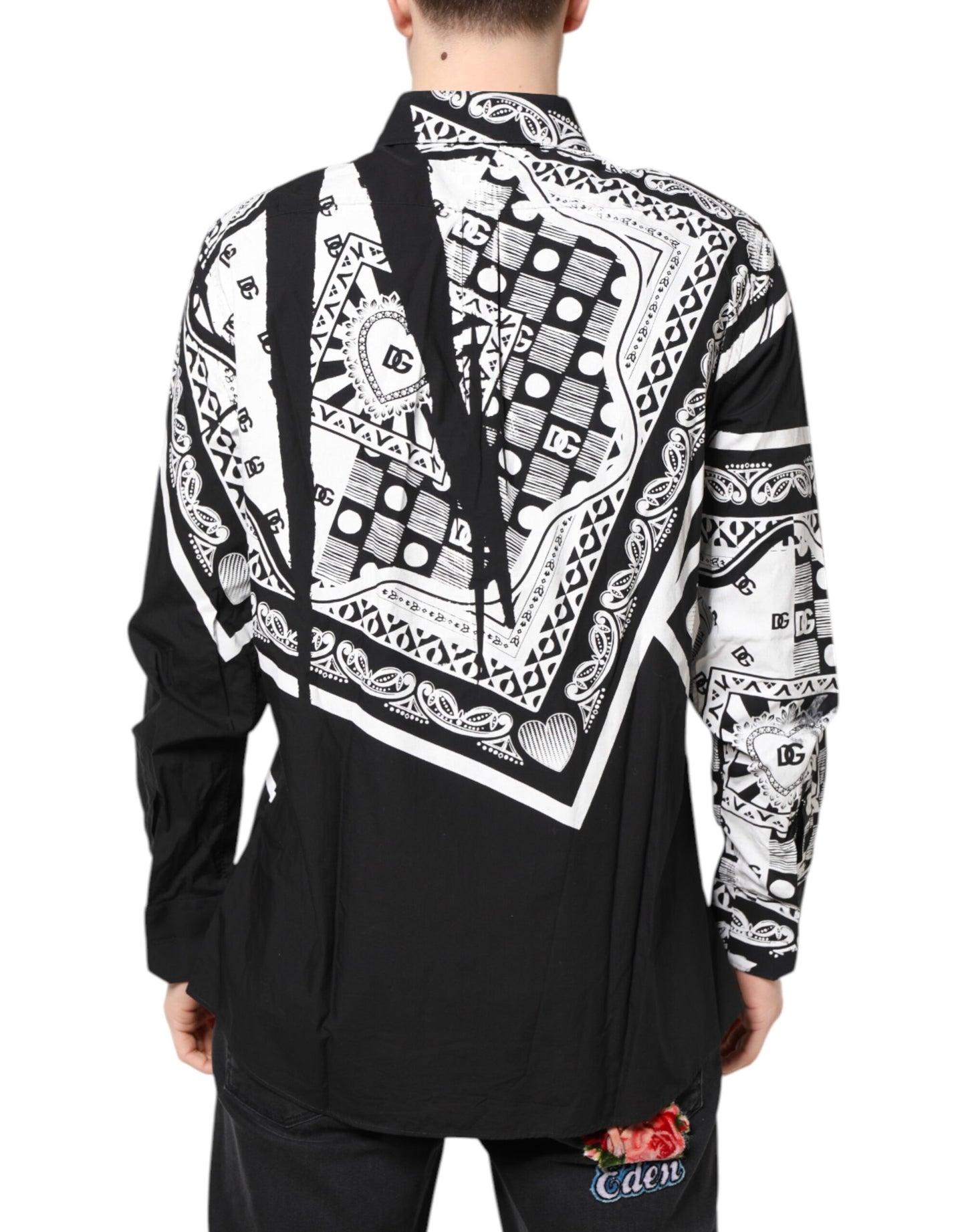 Black White Bandana MARTINI Men Dress Shirt