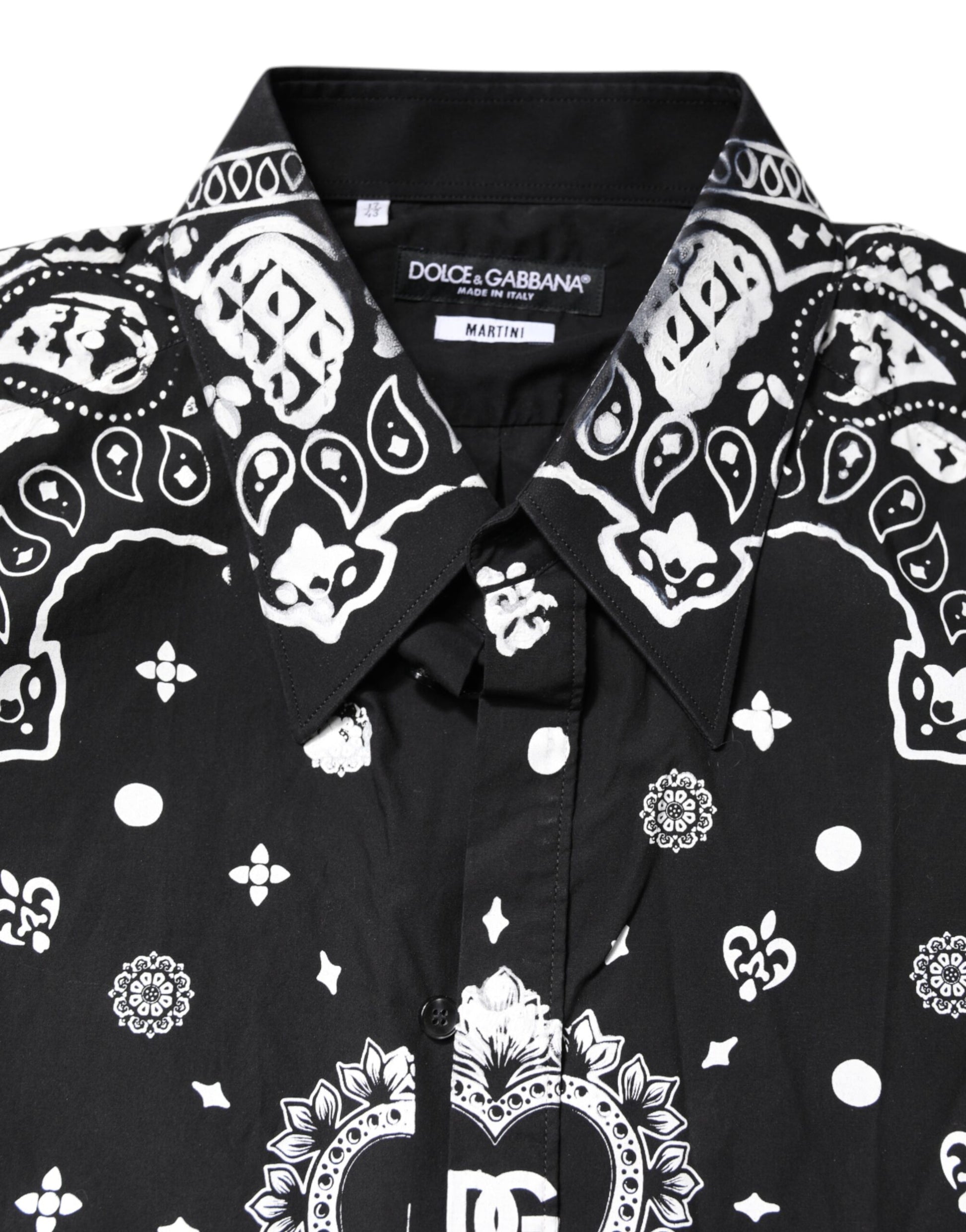 Black White Bandana MARTINI Men Dress Shirt