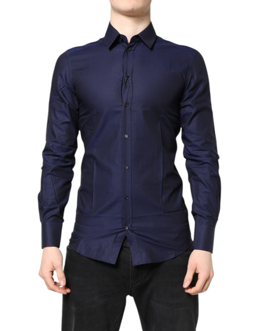 Blue GOLD Cotton Long Sleeves Men Dress Shirt