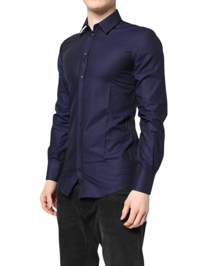 Blue GOLD Cotton Long Sleeves Men Dress Shirt