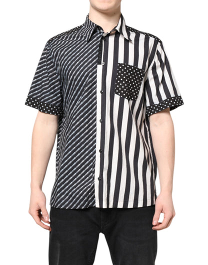Black White Stripe Button Down Casual Shirt