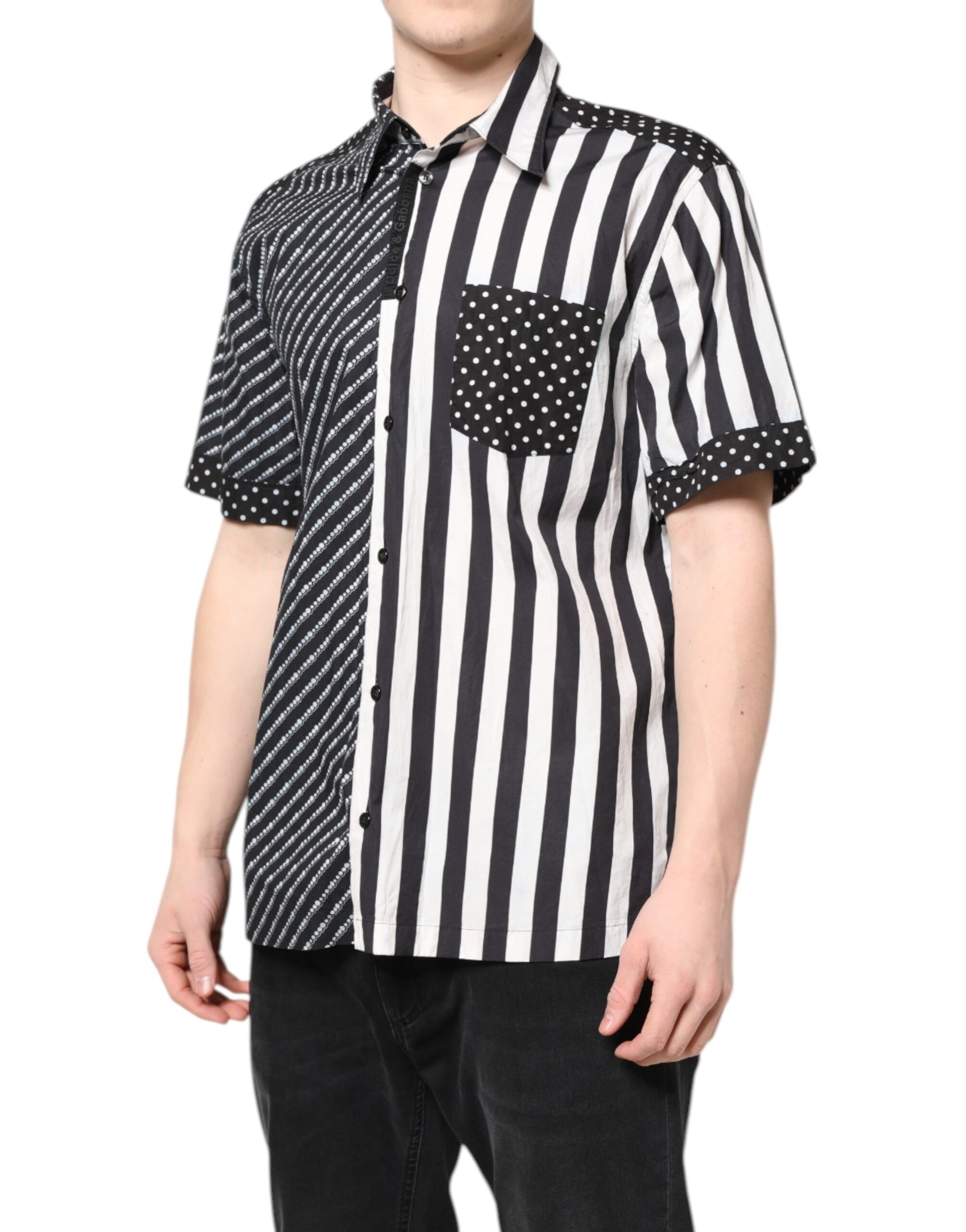 Black White Stripe Button Down Casual Shirt