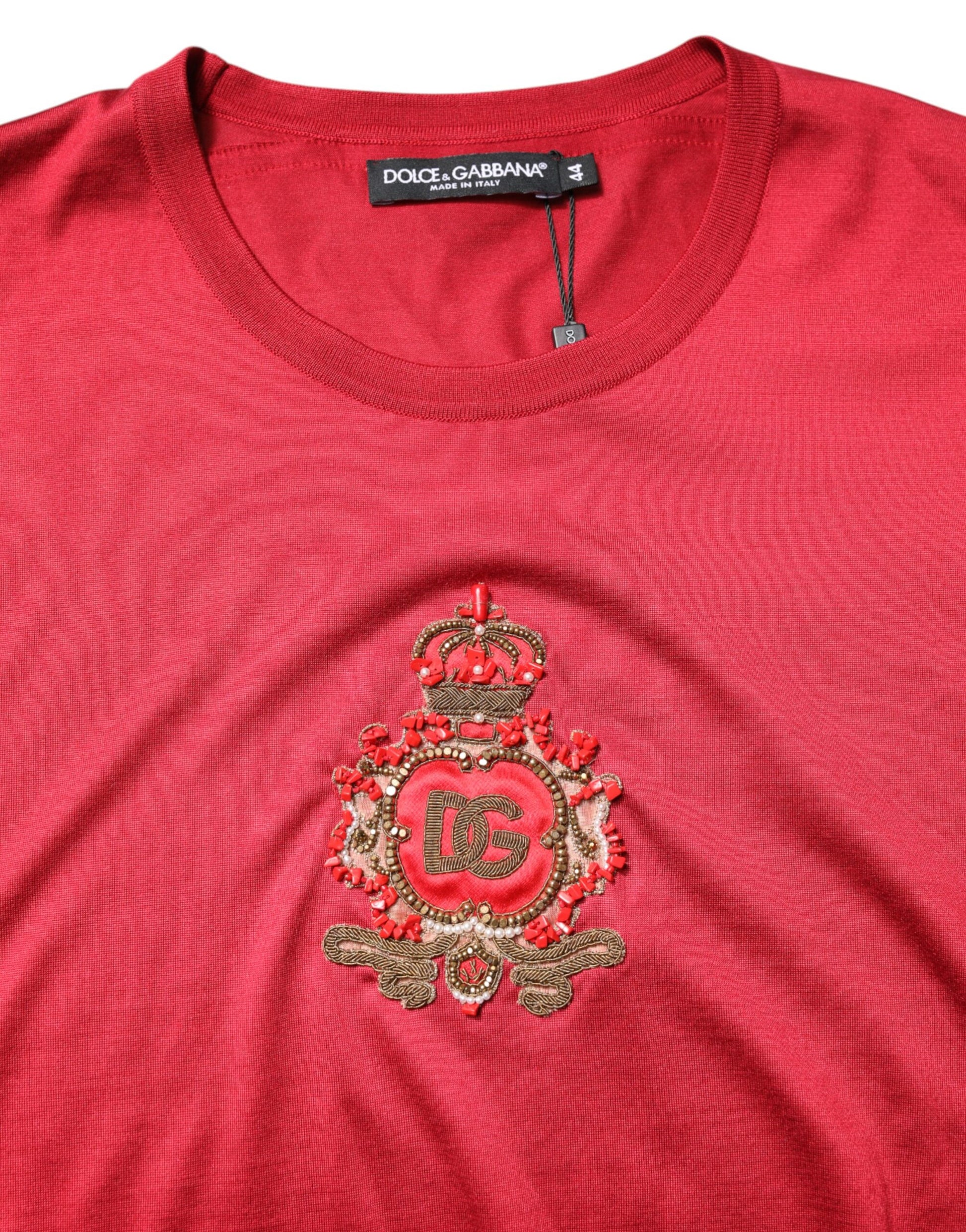 Red Silk DG Crown Logo Short Sleeve T-shirt