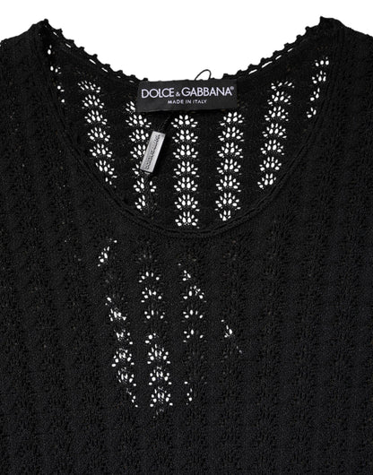 Black Cashmere Long Sleeves A-line Midi Dress