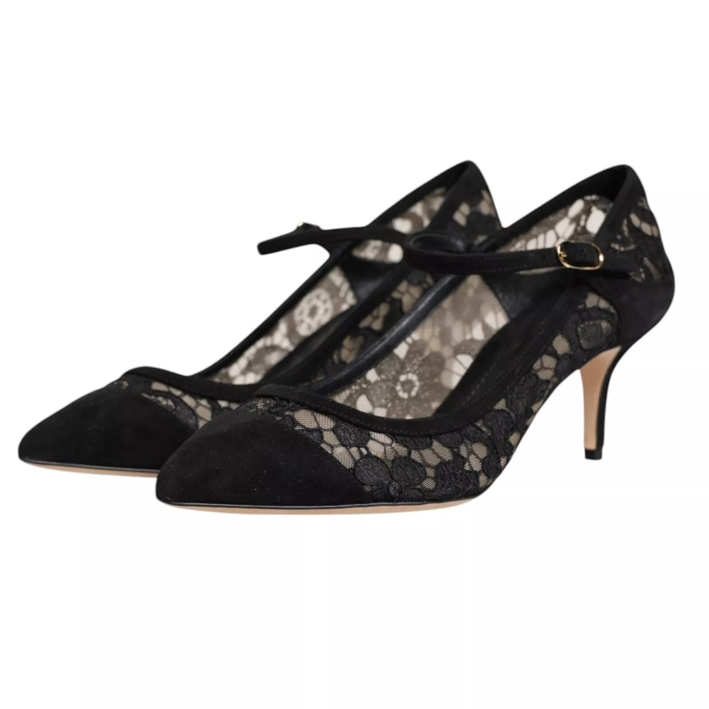 Black Mary Jane Taormina Lace Pumps Shoes