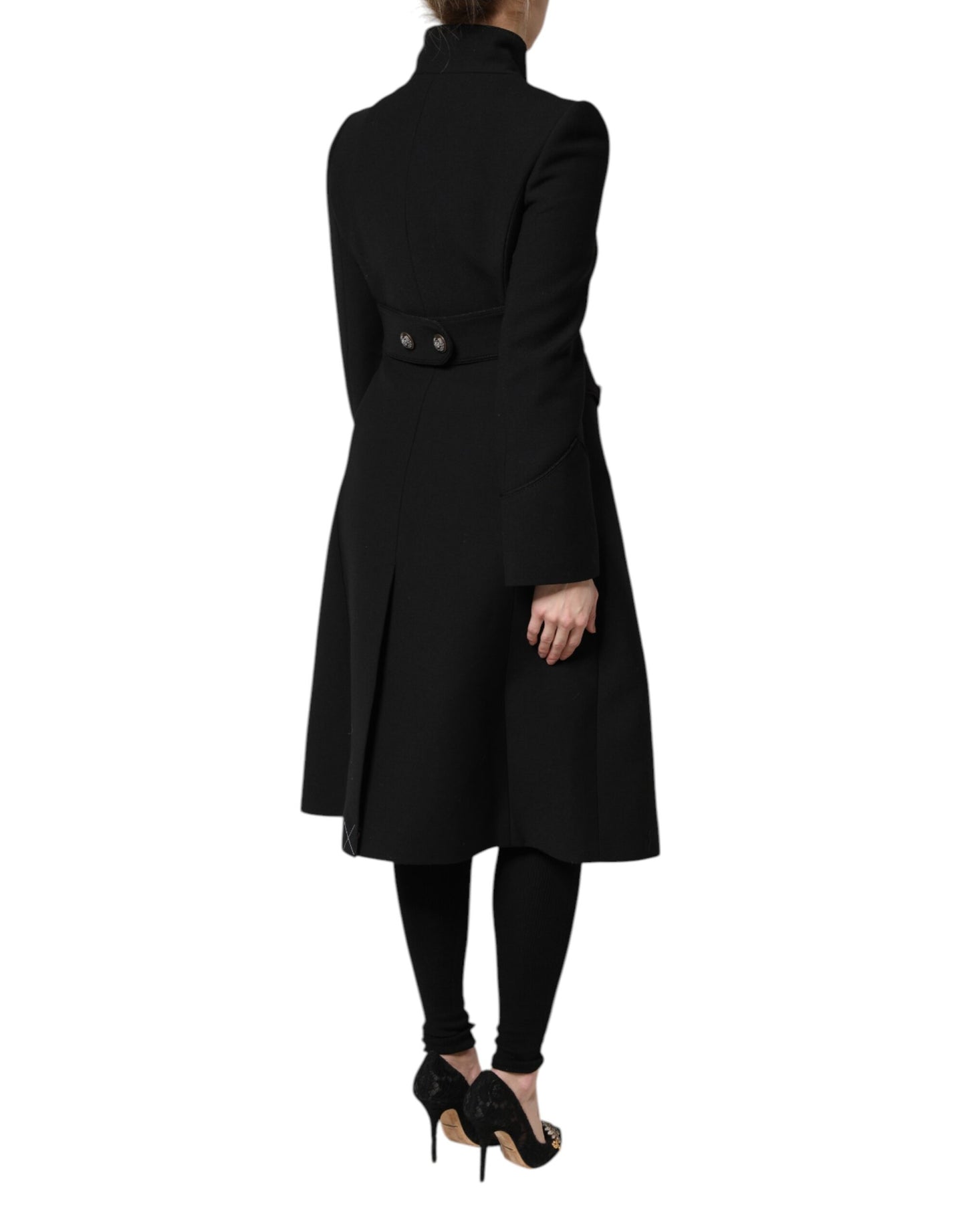 Black Wool Single Breasted Trench Coat Jacket