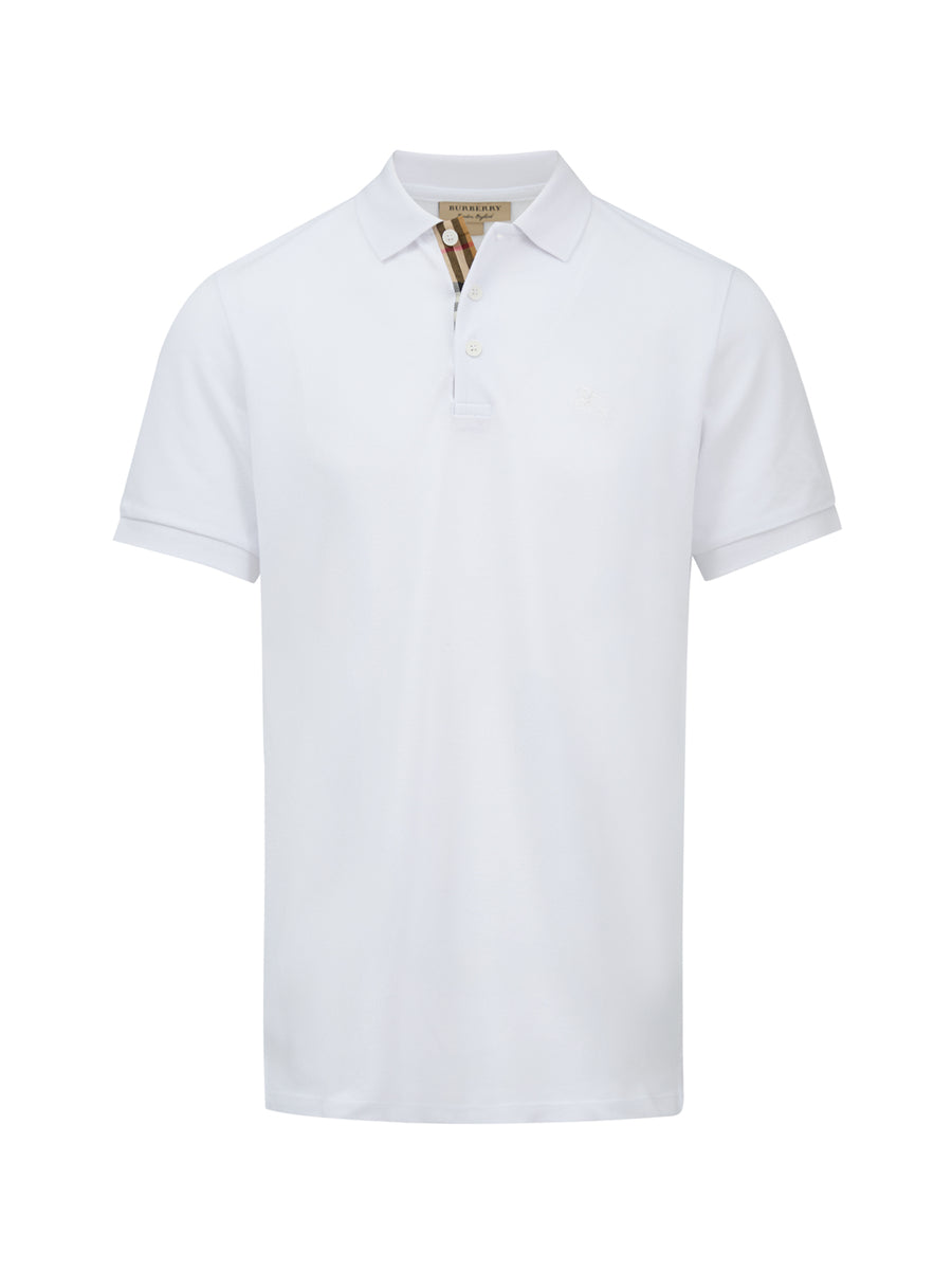 White Cotton Collared Polo Shirt