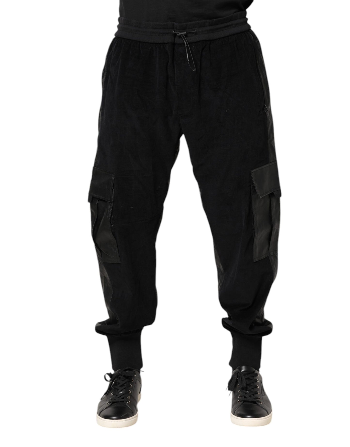 Black Cotton Cargo Jogger Sweatpants Pants