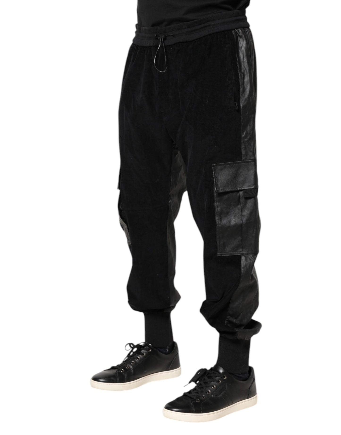 Black Cotton Cargo Jogger Sweatpants Pants