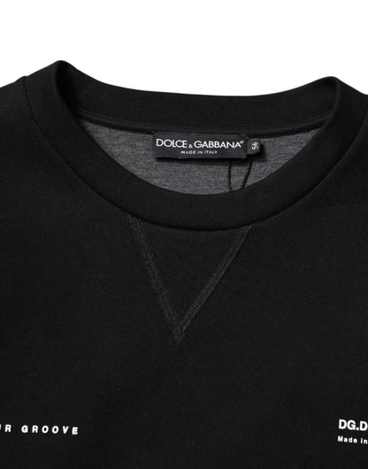 Black Cotton Logo Knitted Pullover Sweater