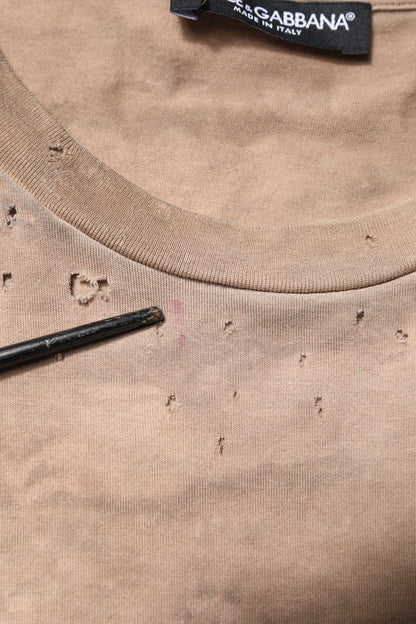 Beige Tie Dye Logo Print Cropped T-shirt