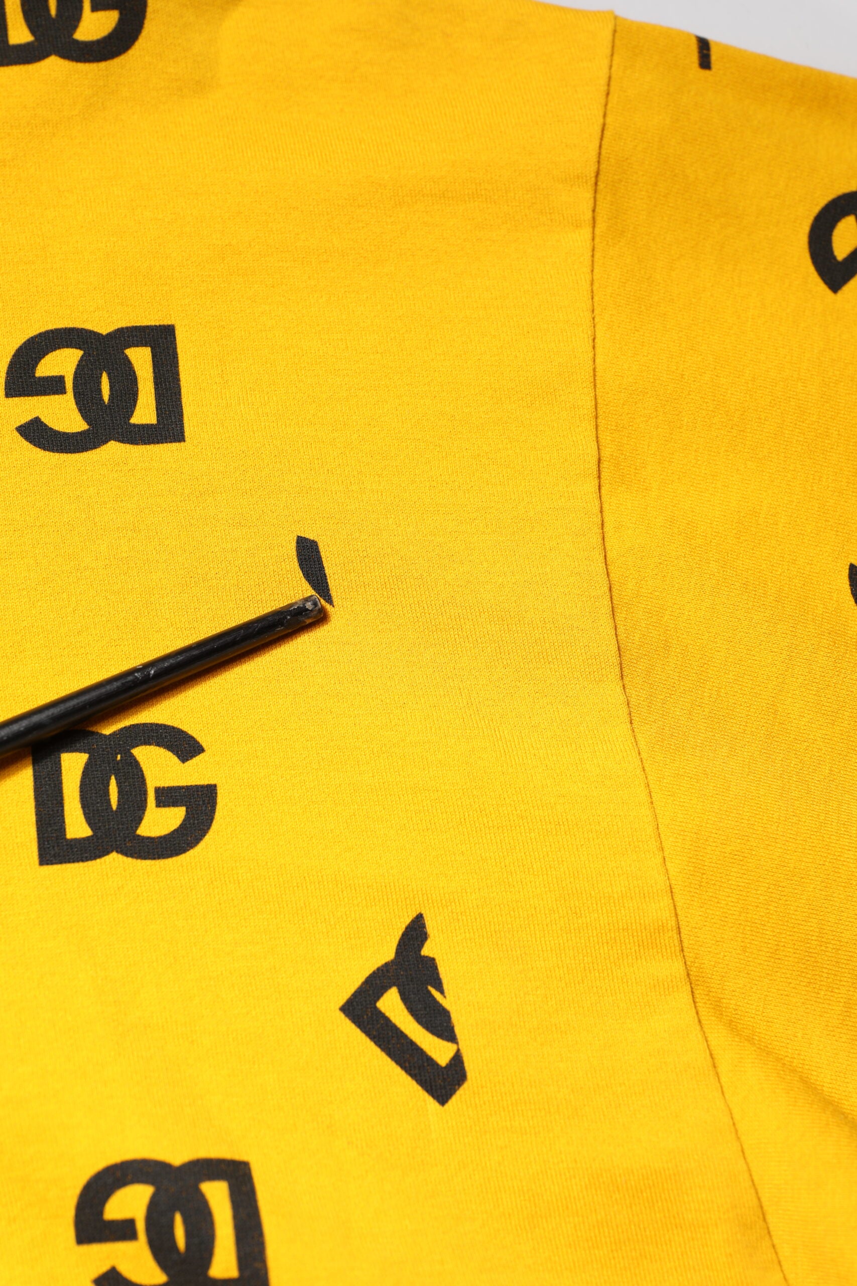 Yellow Cotton DG Logo Print Cropped T-shirt