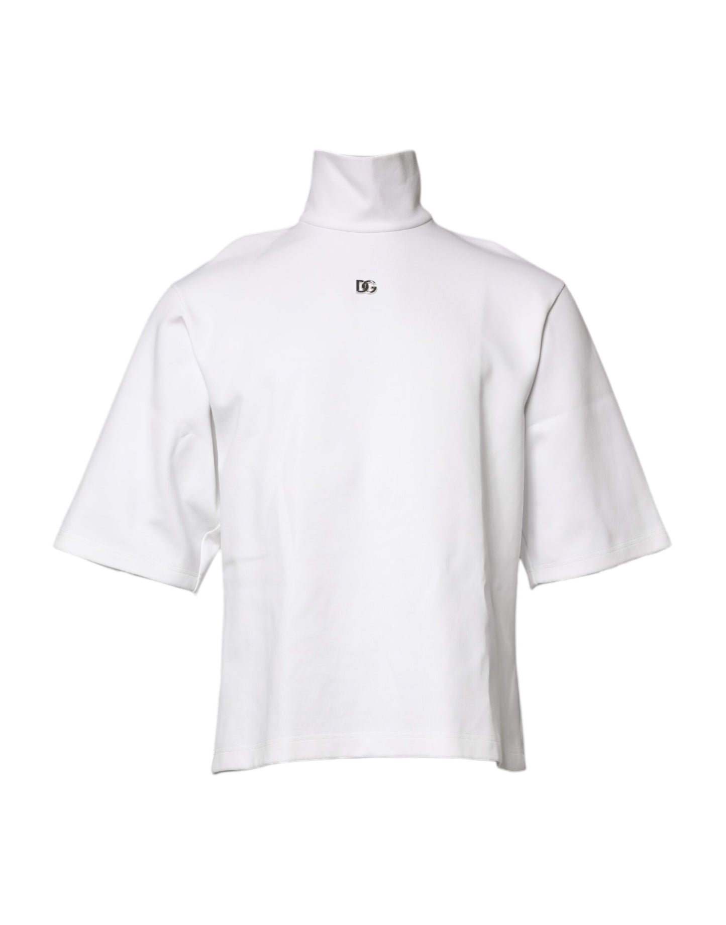 White Cotton Turtleneck DG Applique T-shirt