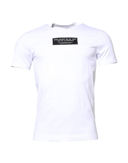 White Cotton Logo Patch Crew Neck T-shirt