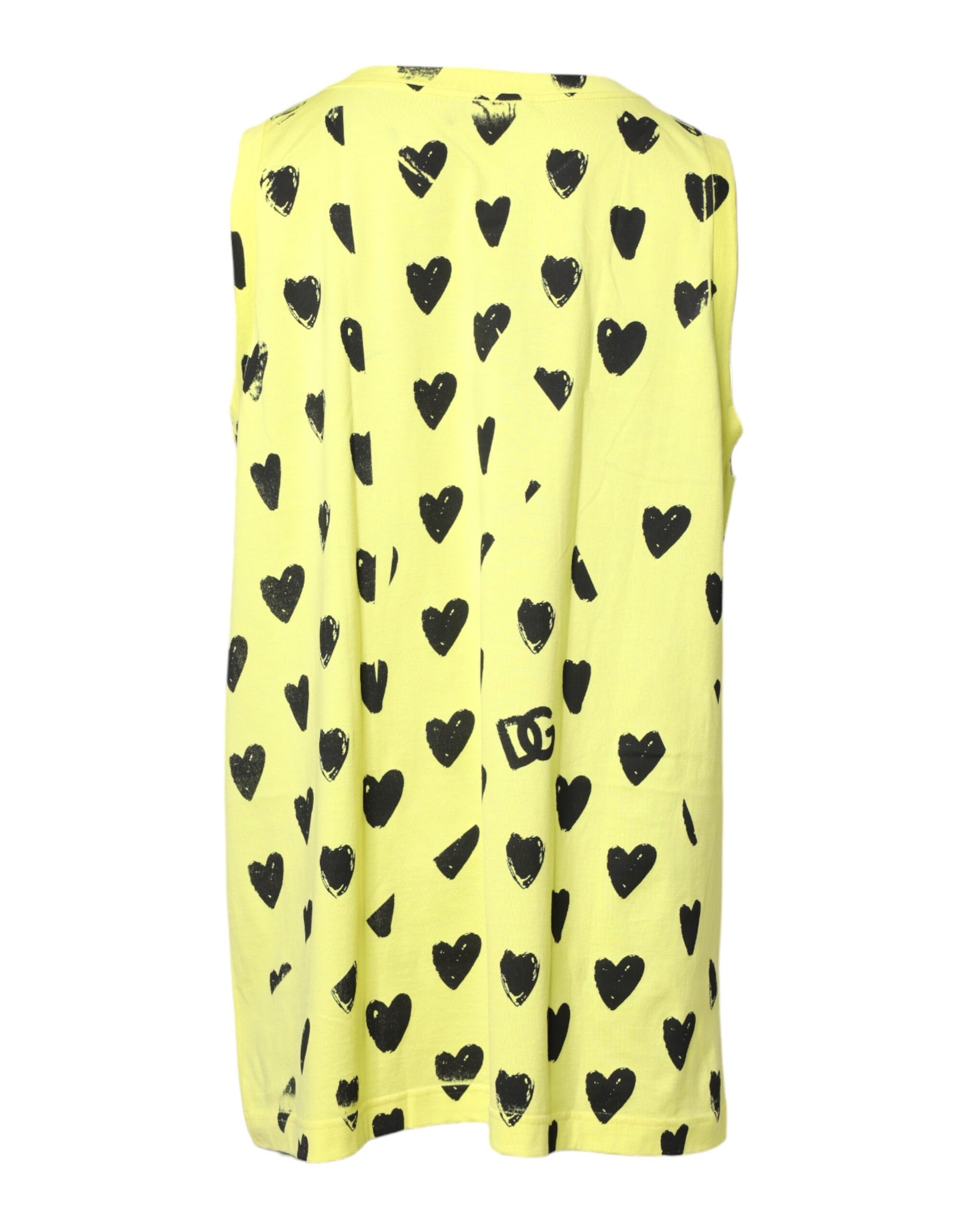 Yellow Cotton Sleeveless DG Heart T-shirt