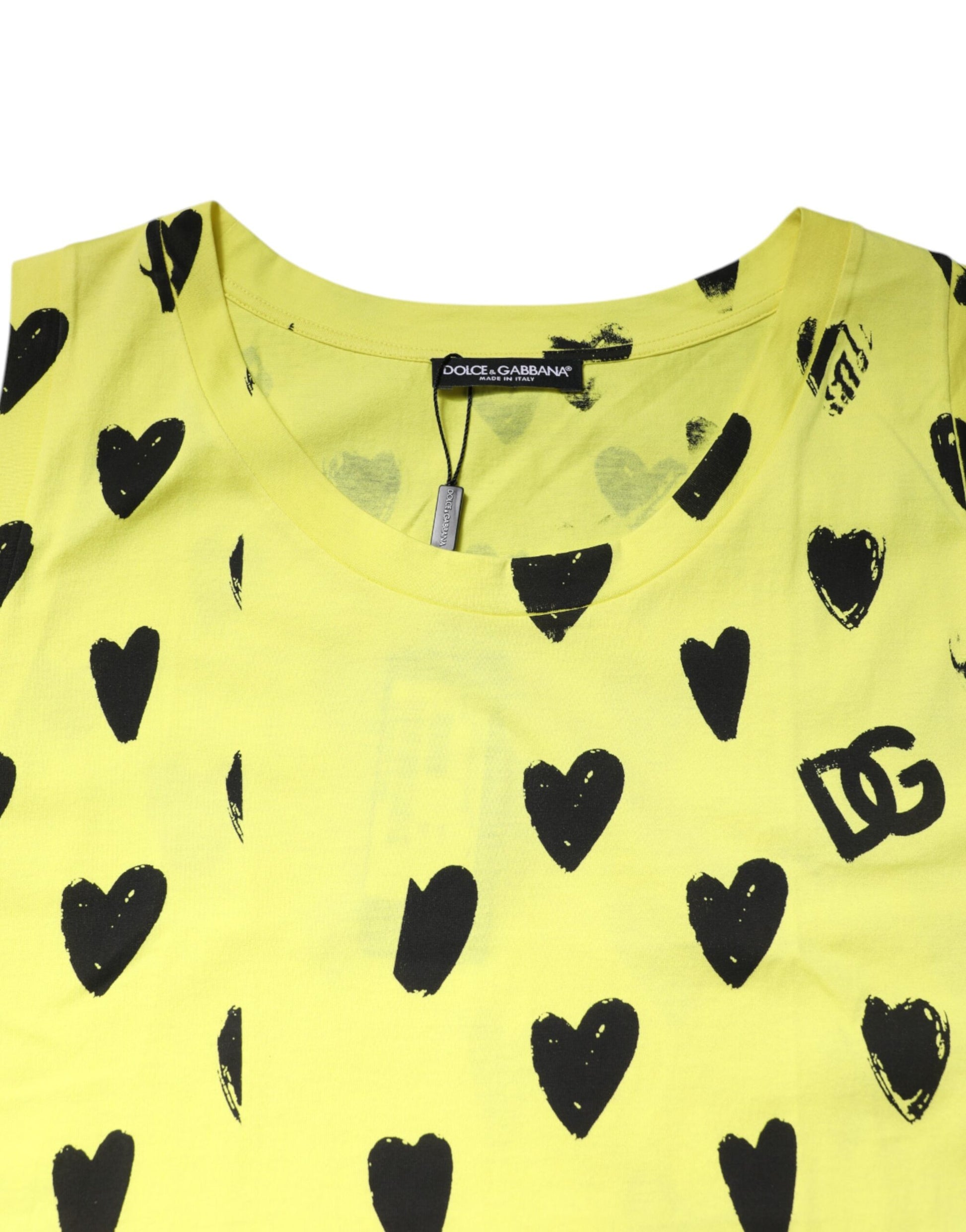 Yellow Cotton Sleeveless DG Heart T-shirt