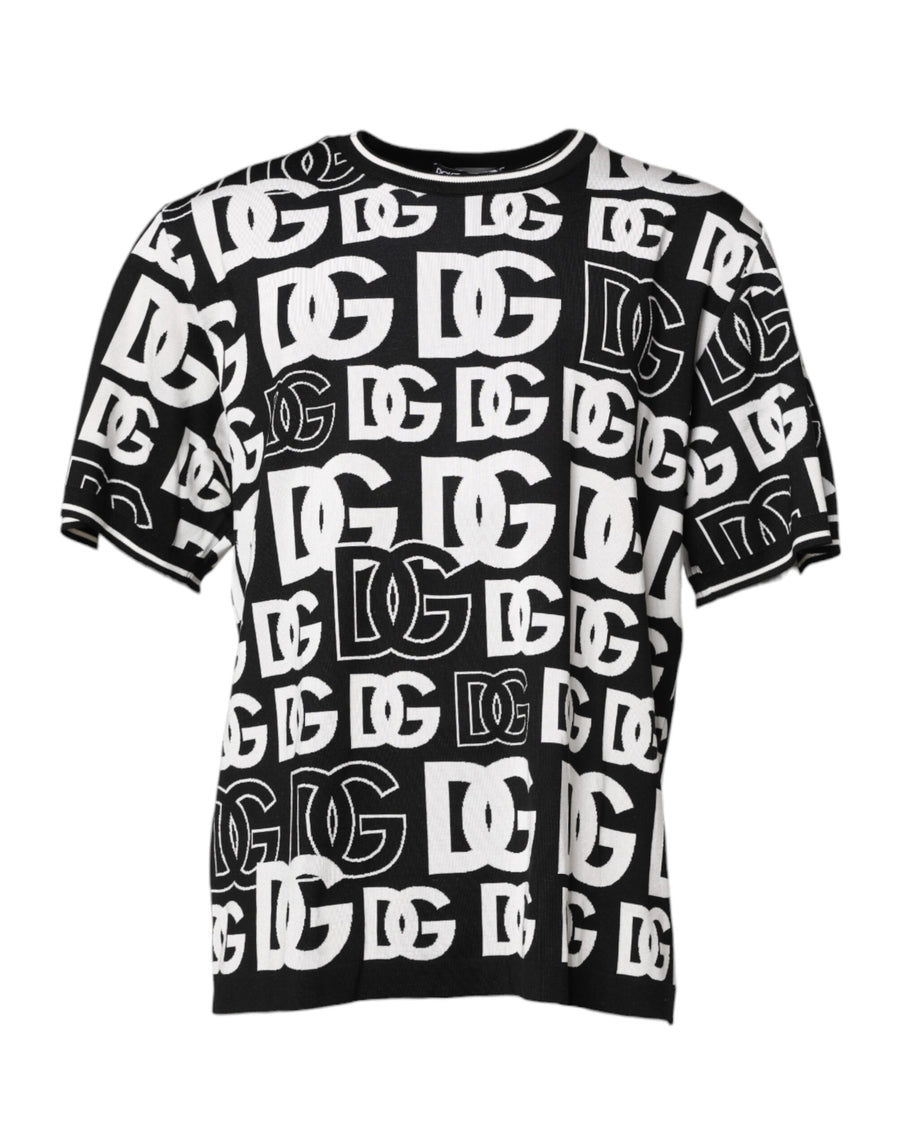 Black White Silk Knit DG Print T-shirt