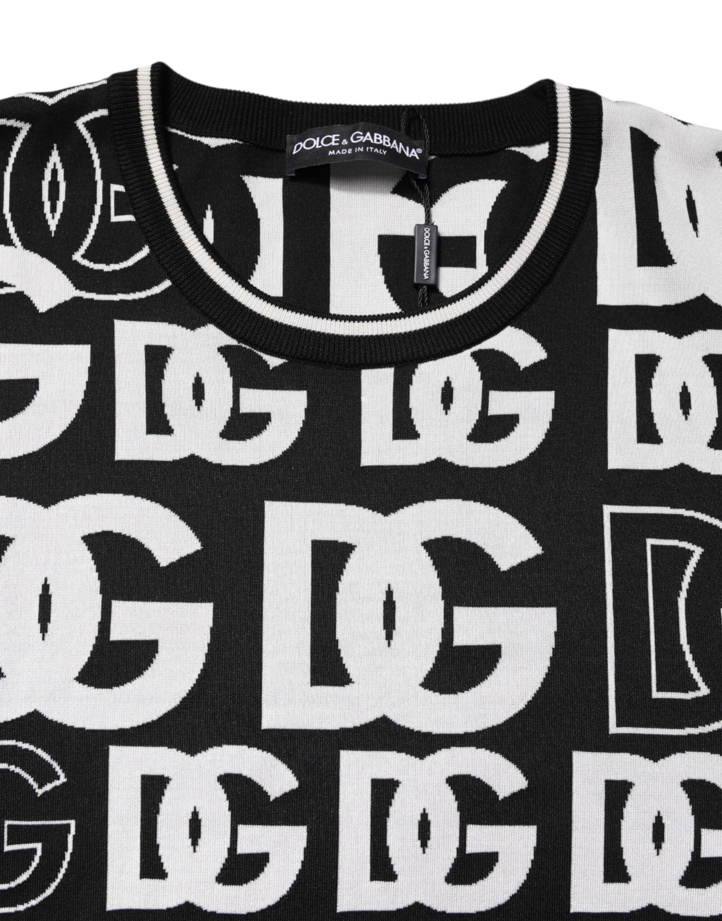 Black White Silk Knit DG Print T-shirt