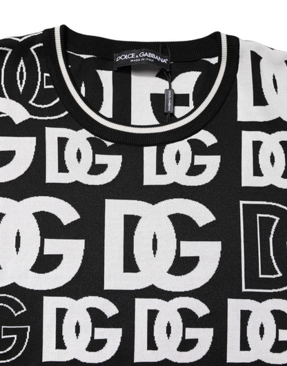Black White Silk Knit DG Print T-shirt