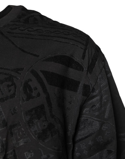 Black Cotton Bandana Logo Crew Neck T-shirt