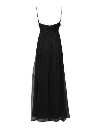 Black Tulle Pearl Sleeveless Long Gown Dress