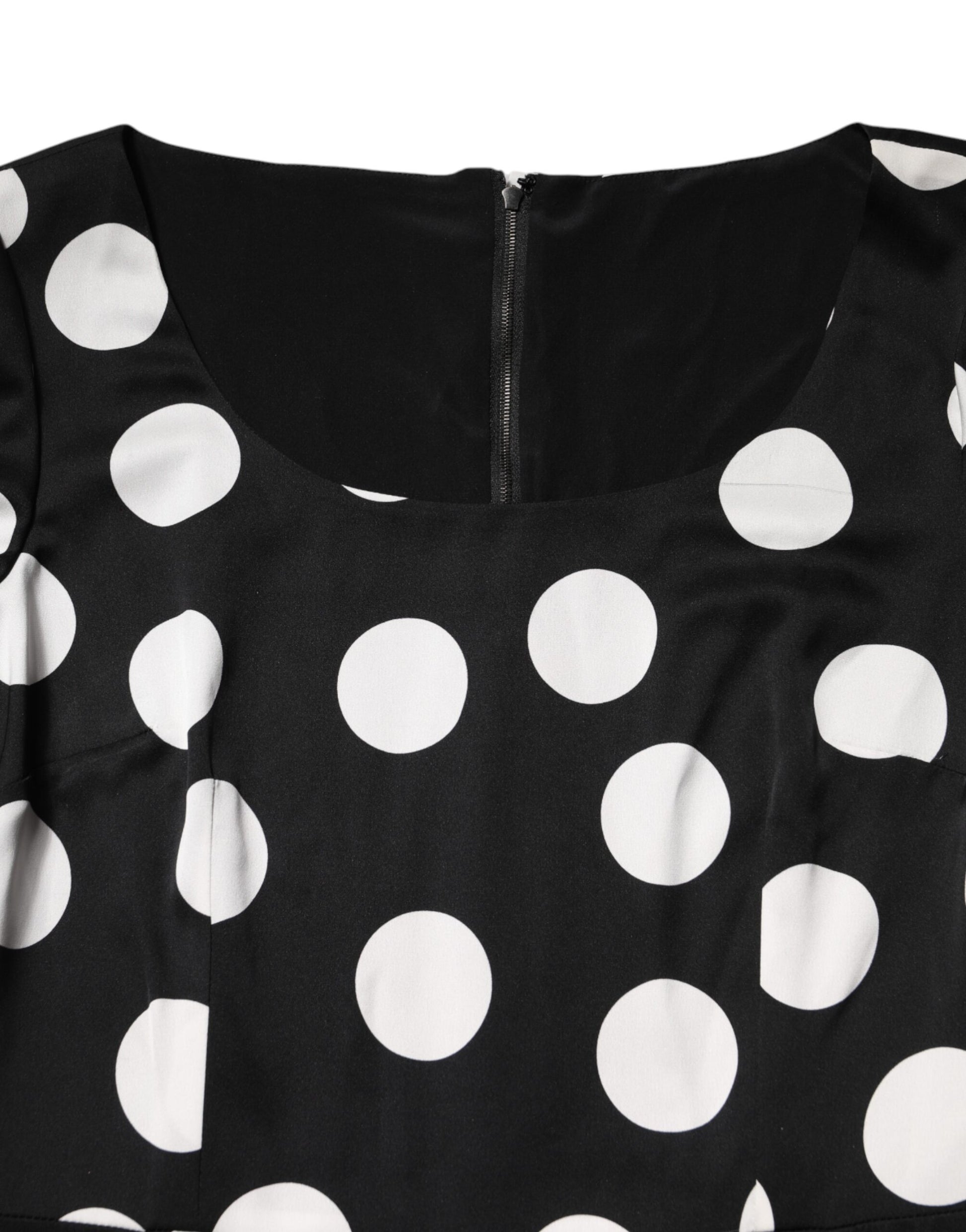 Black White Polka Dot Sheath Midi Dress