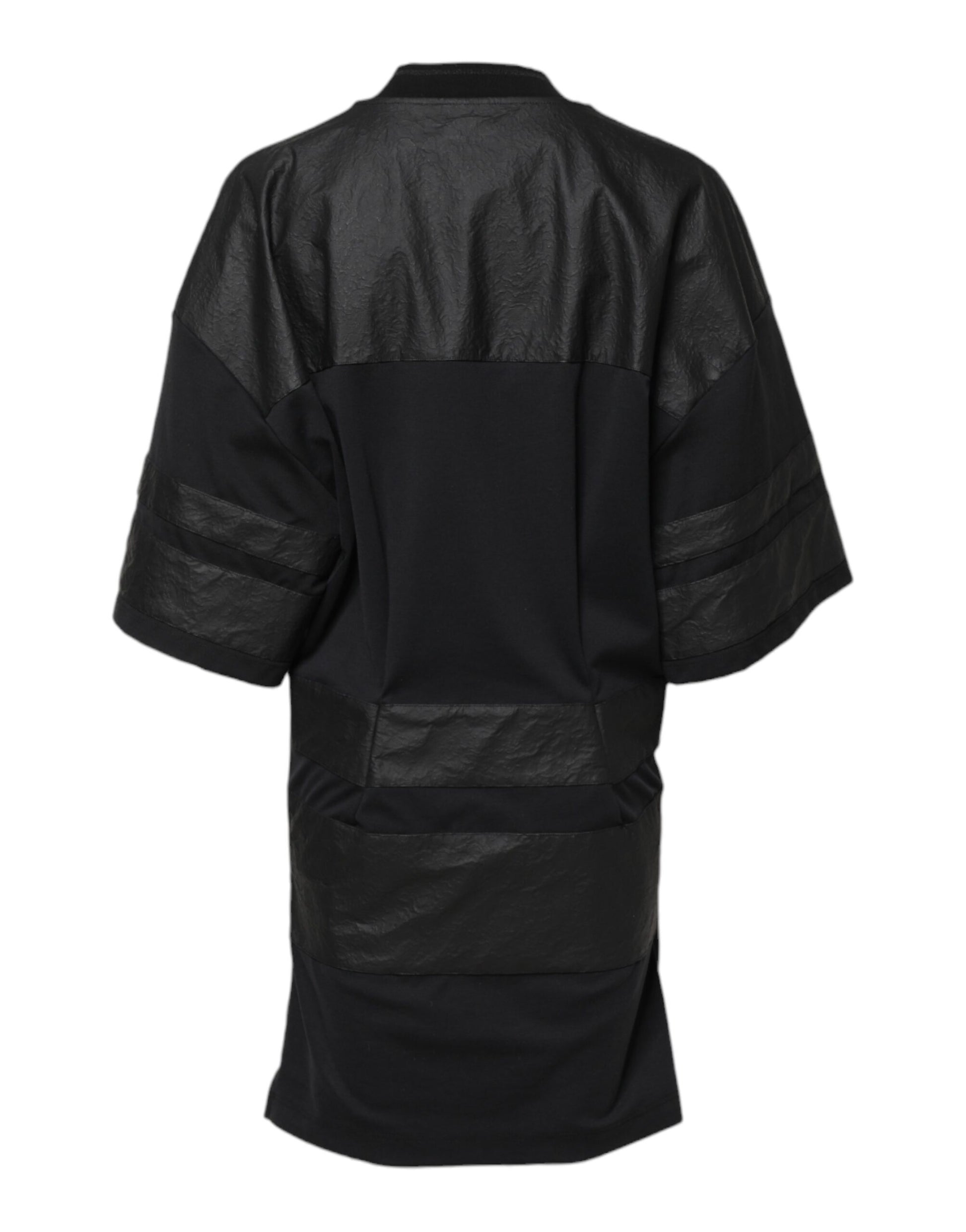 Black Cotton Short Sleeves V-neck T-shirt