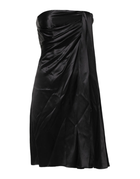 Black Strapless Sheath A-line Mini Dress