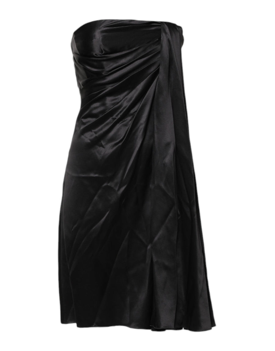Black Strapless Sheath A-line Mini Dress
