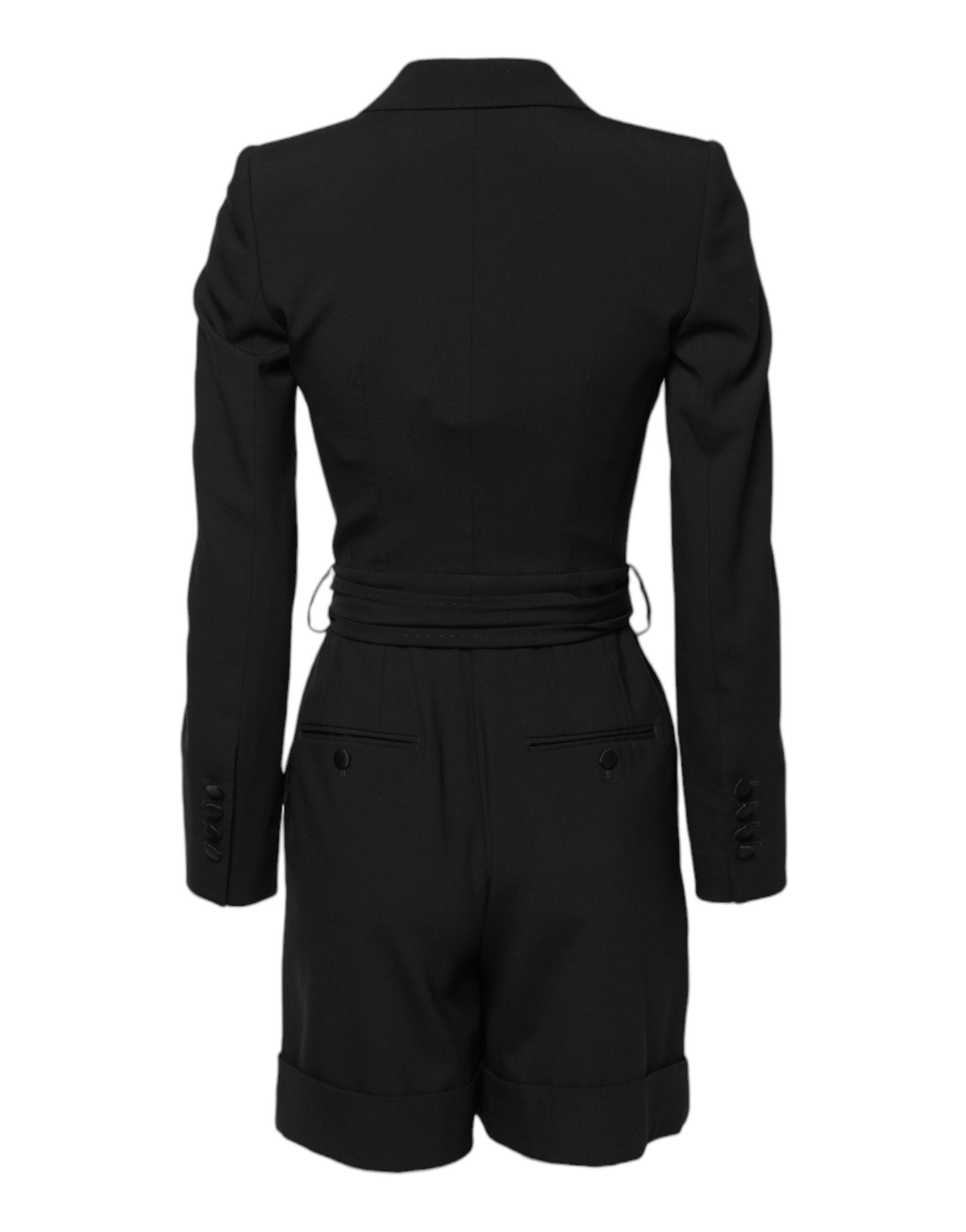 Black Wool Jumpsuit Dress Women Coat Jacket