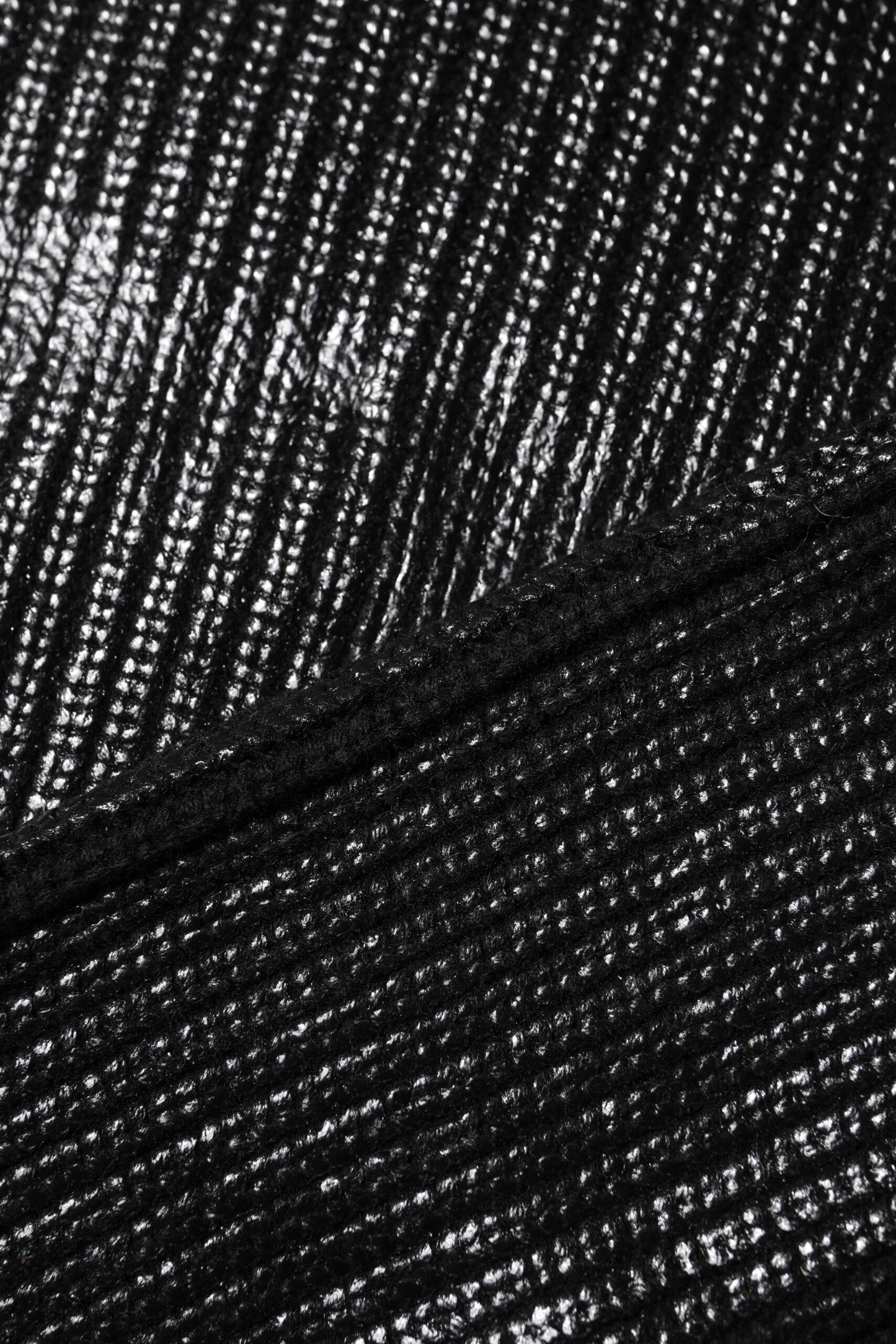 Black Wool Long Sleeve Turtleneck Cropped Top