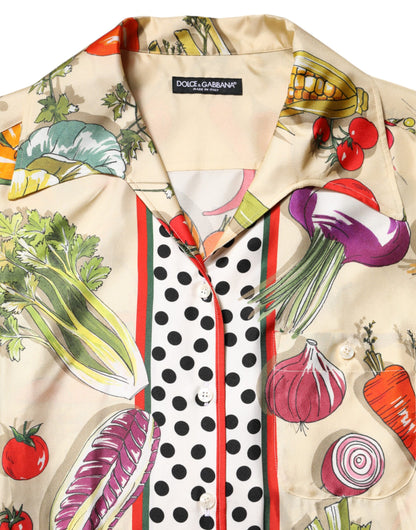 Multicolor Vegetables Silk Long Sleeves Top
