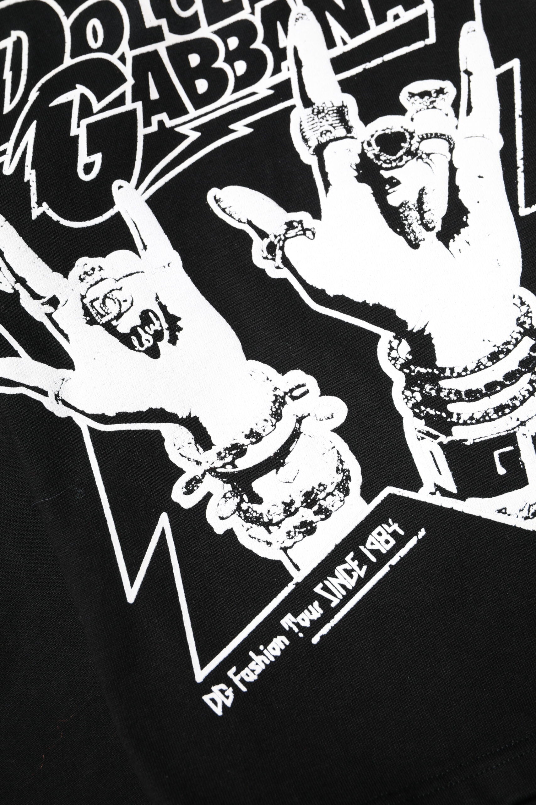 Black Cotton Printed Short Sleeves T-shirt