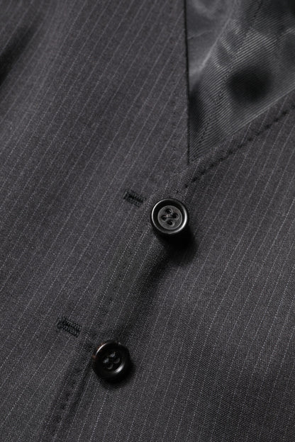 Black Striped Button Down Sleeveless Vest Top