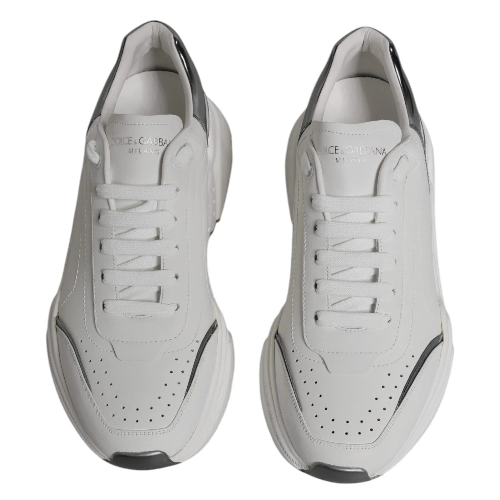 White Silver DAYMASTER Leather Sneakers Shoes